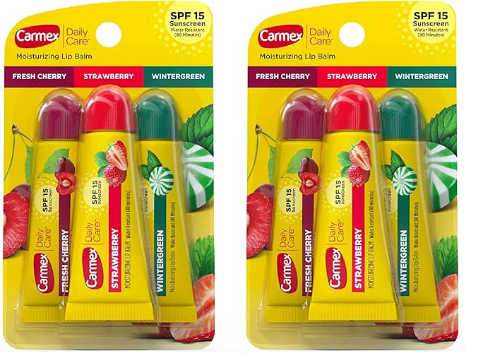 Carmex Moisturizing Lip Balm Tubes With Spf, Fresh Cherry - 3 Count (Pack Of 2)