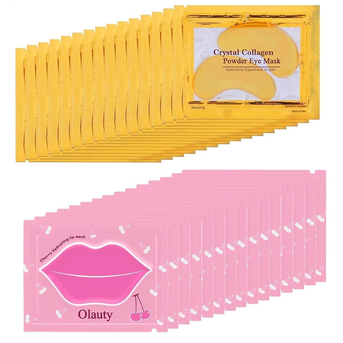 Minfei 30 Pairs Lip & Eye Masks, 24K Gold Gel, Collagen Moisturizing For Dry Lips & Puffy Eyes