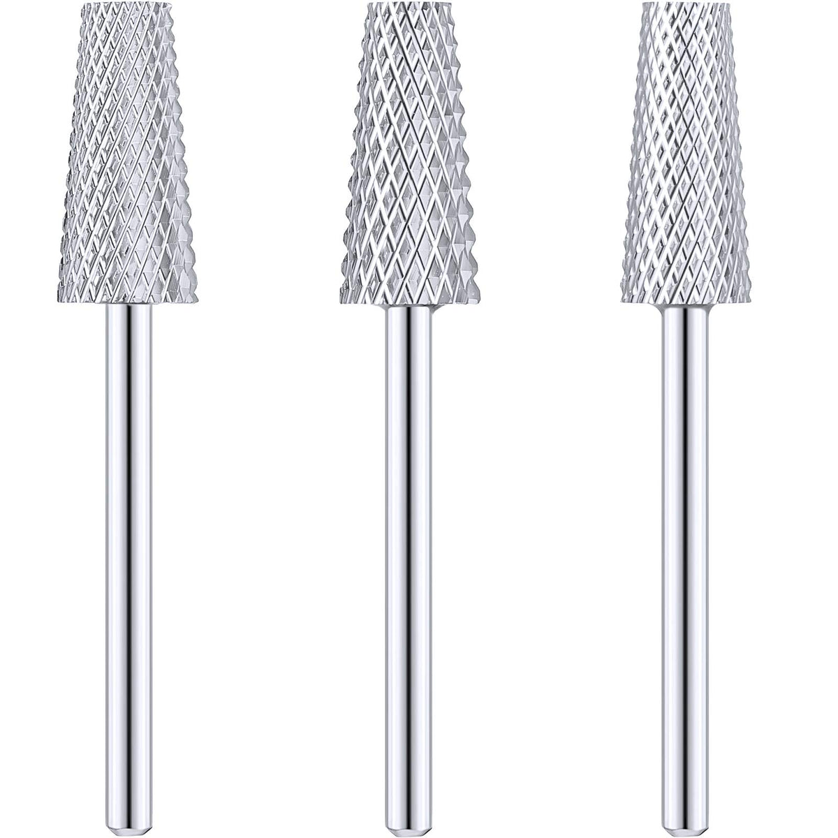 Honoson 3-Piece Tapered Barrel Carbide Nail Drill Bit Set For Gel Nails - Silver