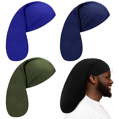 Tatuo 4-Pack Unisex Jumbo Dreadlock Cap, Sleep Bonnet For Long Hair, Multiple Colors