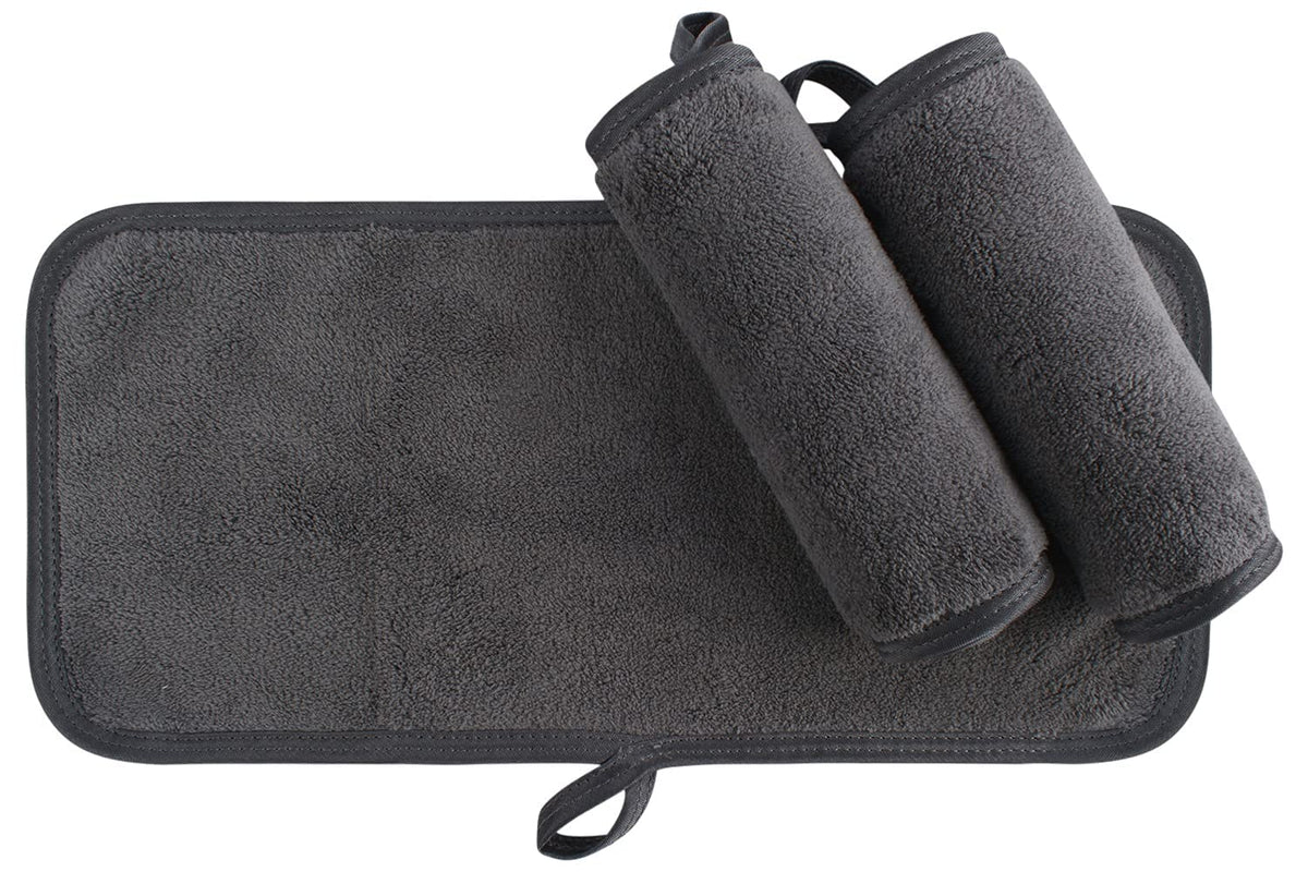 Kinhwa Reusable Microfiber Makeup Remover Cloths - Dark Gray, 3 Pack, 6&quot;X12&quot;, Water-Activated