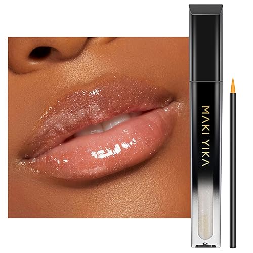 MAKI YIKA Clear Lip Gloss - Moisturizing, High Shine Tinted Glitter Lip Plumper, 1 Ounce