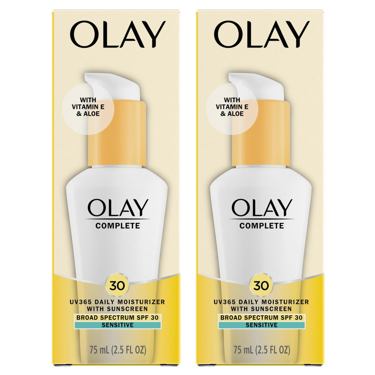 Olay Complete Daily Defense Moisturizer Spf30 For Sensitive Skin, 2.5 Fl Oz (Pack Of 2)