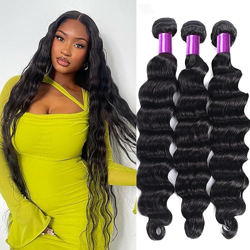 Vanlov 10A Grade Virgin Human Hair Loose Deep Wave Bundles 4x (18 20 22 24) Natural Black