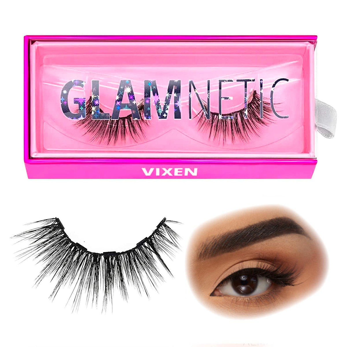 Glamnetic Vixen Magnetic Eyelashes - Long Reusable Faux Mink Lashes, 60 Wears, 1 Pair