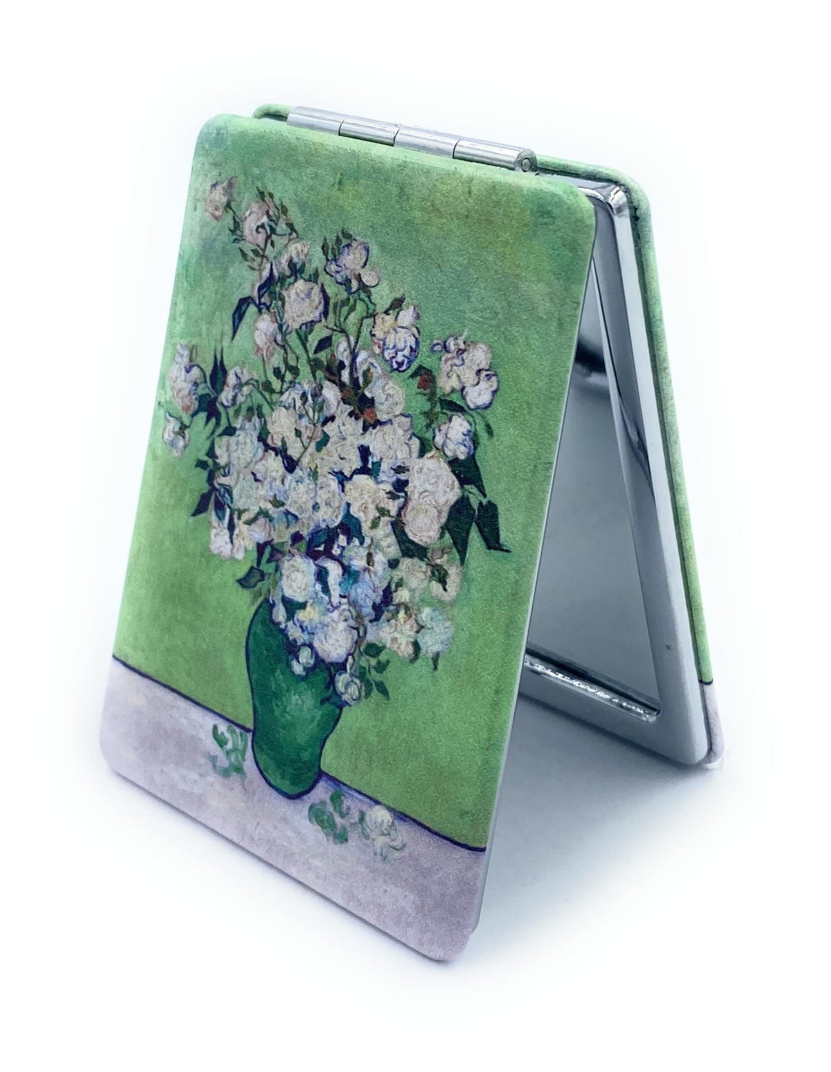 Aeisage Compact Purse Mirror For Women - Faux Leather, Travel Makeup, Vincent Van Gogh Roses