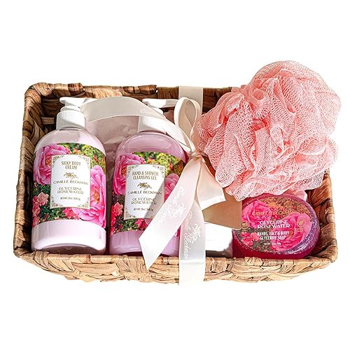 Camille Beckman Essentials Gift Basket - Glycerine Rosewater, Hand Therapy & Body Cream