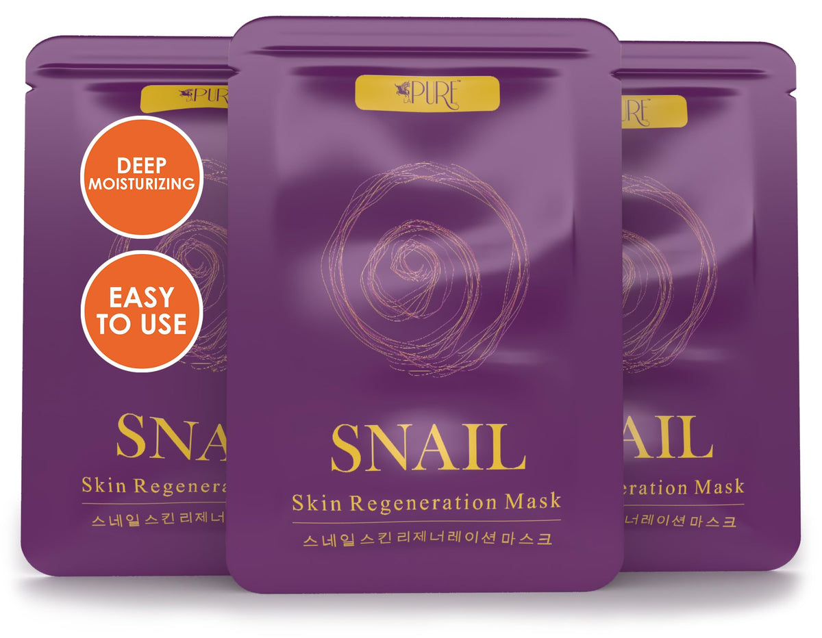 La Pure Hydrating Snail Face Mask - Anti-Wrinkle & Anti-Aging, 10 Count For Women & Men