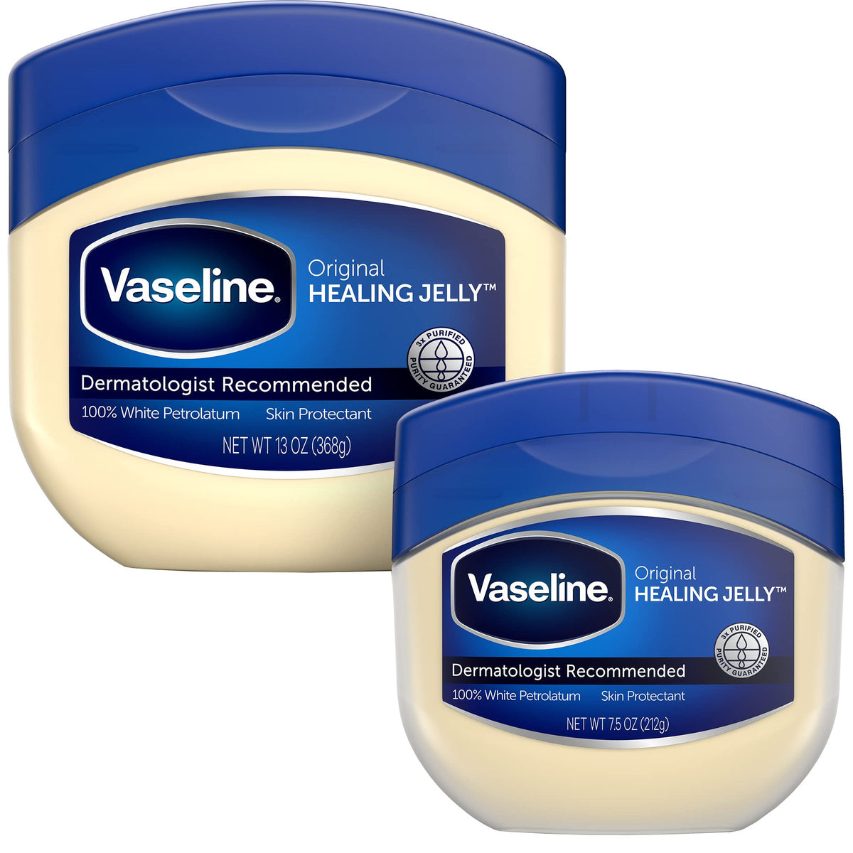 Vaseline Petroleum Jelly, 100% Pure, Deep Moisturizer, 13 Oz & 7.5 Oz, 2