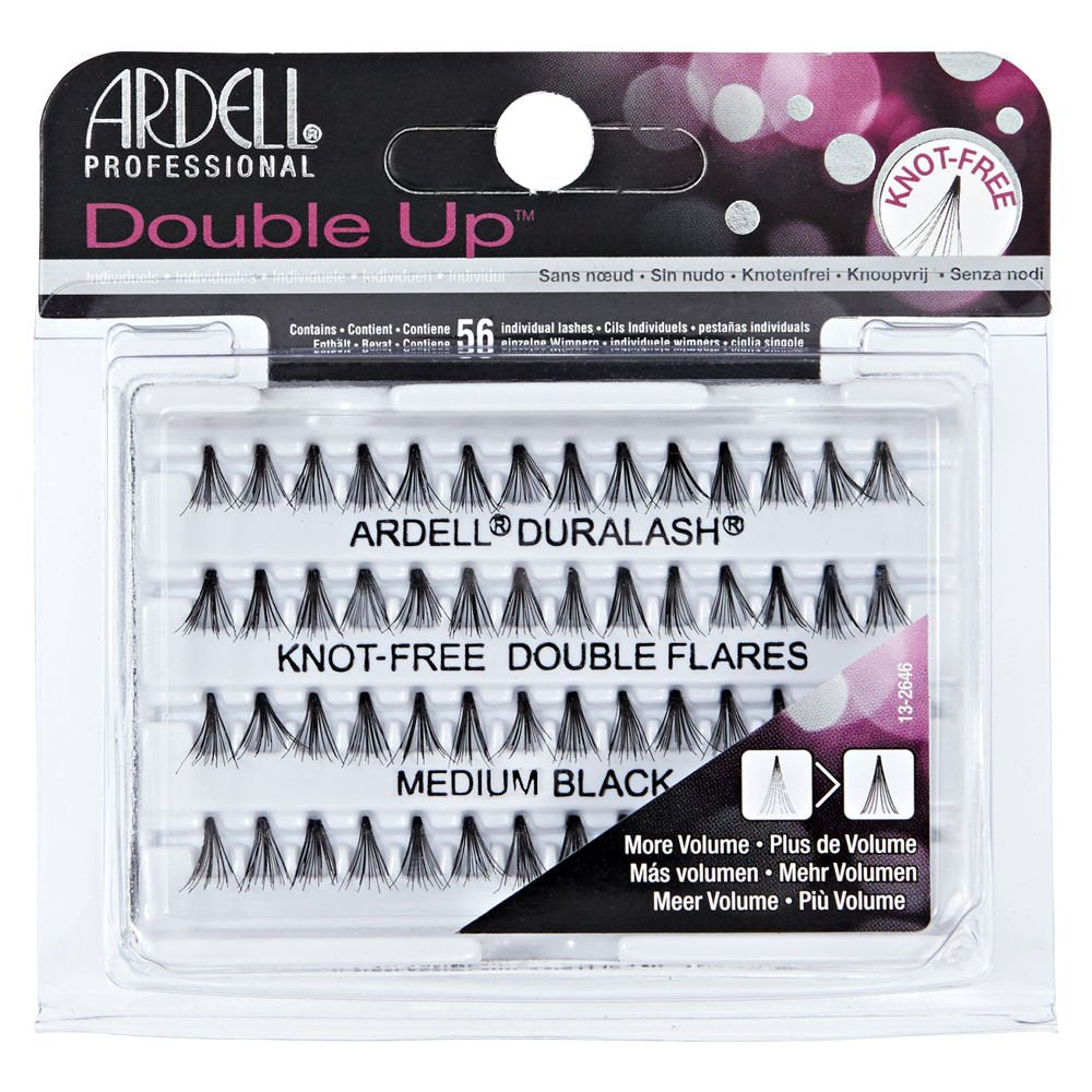 Ardell Double Individuals Knot Free Double Flares - Black Medium, 2 Pack, Human Hair Lashes