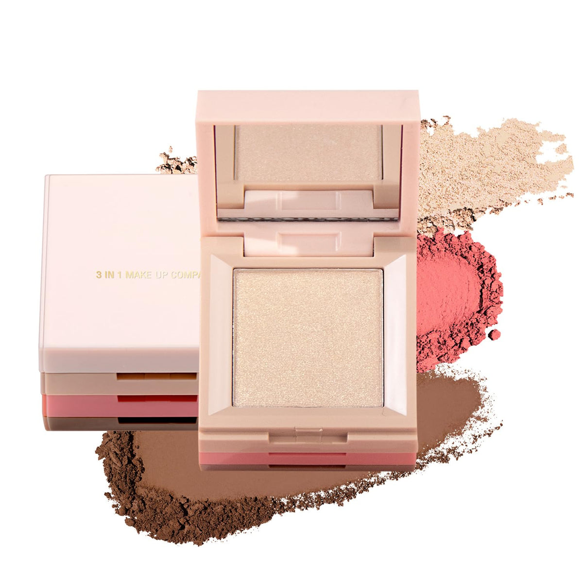 Ucanbe 3 In 1 Contour Highlighter Blush Palette - Shimmer Matte, Long Lasting Makeup Kit