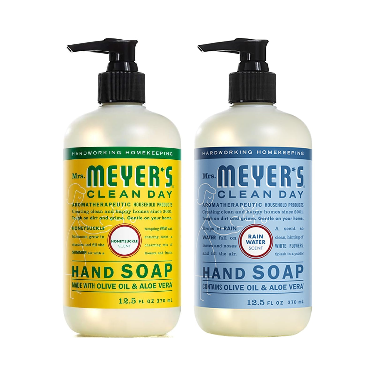 Mrs. Meyer'S Liquid Hand Soap Variety Pack, Honeysuckle & Rain Water, 12.5 Fl Oz, 2 Ct