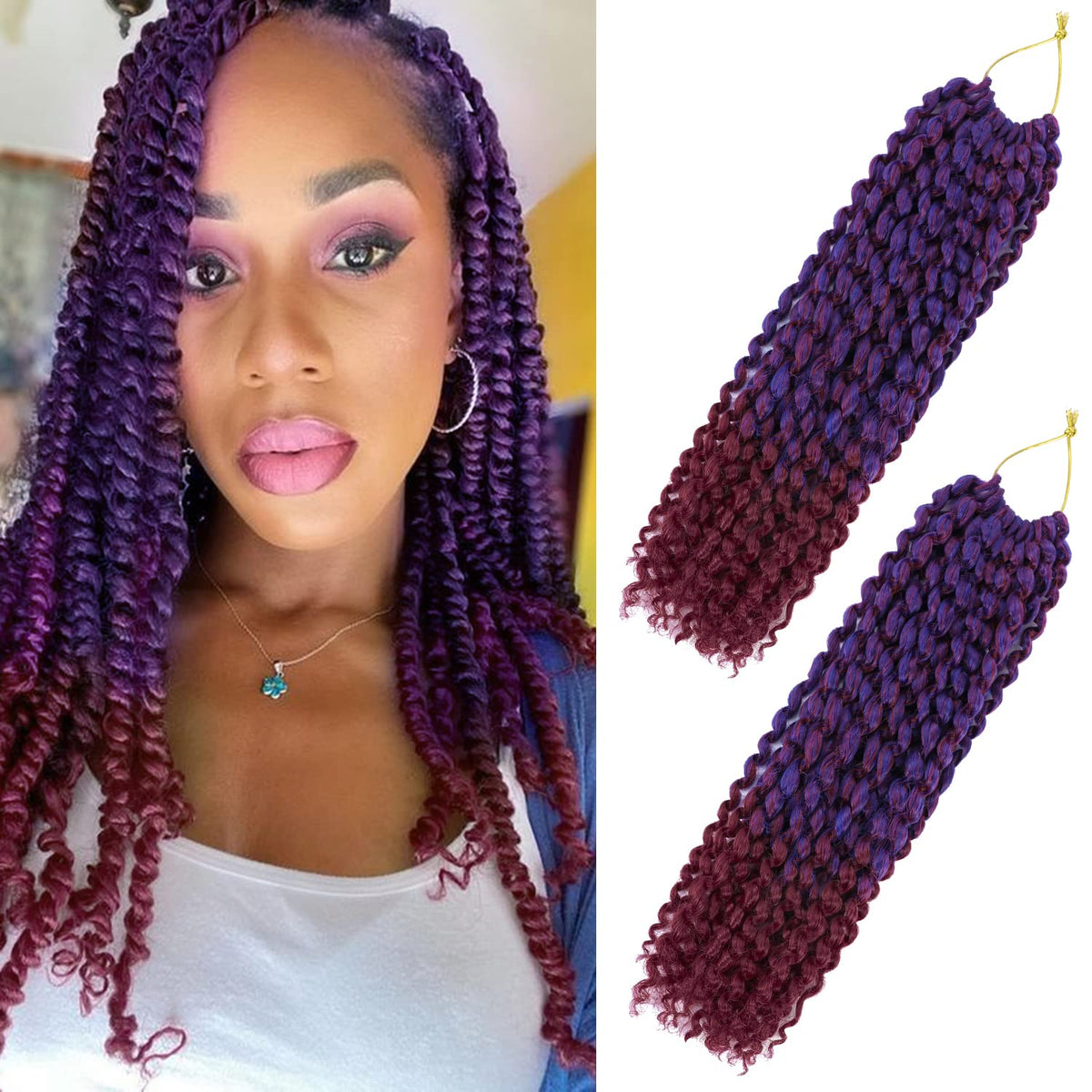 Ceajae 12 Inch Passion Twist Crochet Hair, Tblue/Bug, Synthetic, 2 Pack For Butterfly Locs