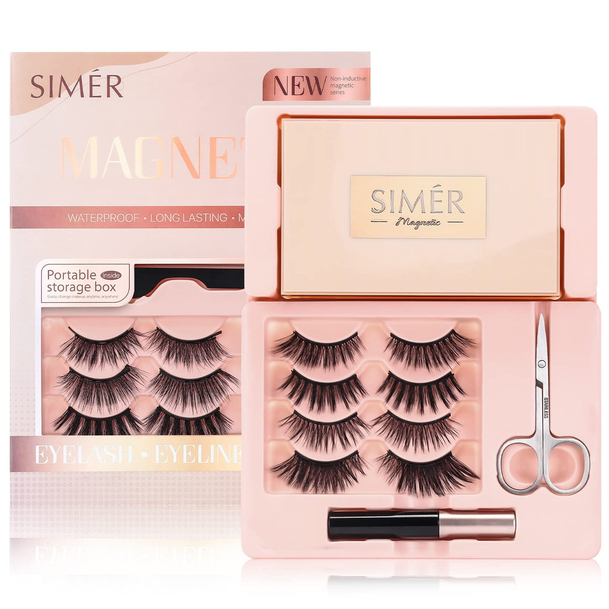 Simer Magnetic Eyelashes With Eyeliner - 10 Pairs Reusable Russian Mink Lashes, No Glue Needed