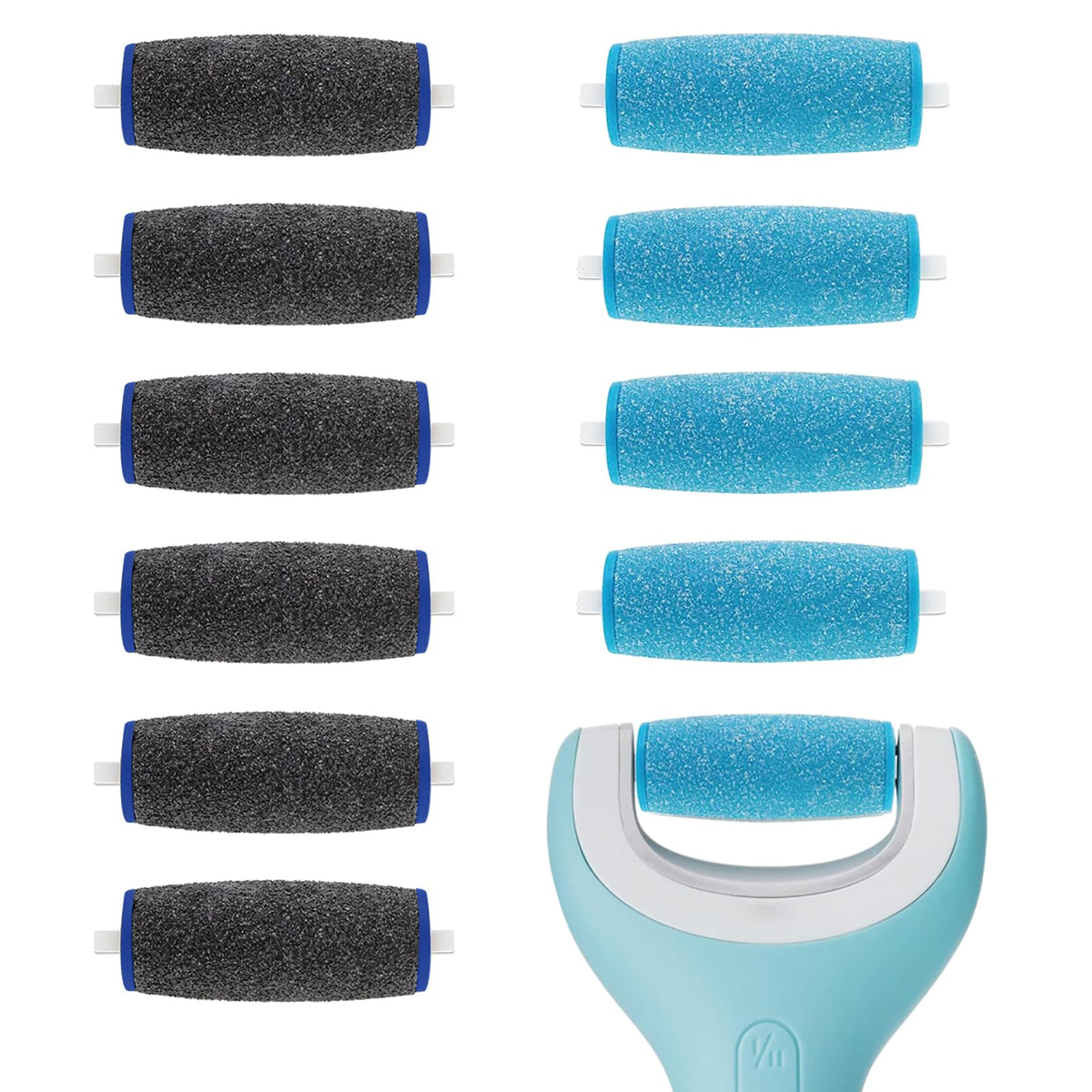 Zaboul 11 Pack Replacement Roller Heads For Amope Pedi Perfect - 6 Extra Coarse & 5 Regular Coarse