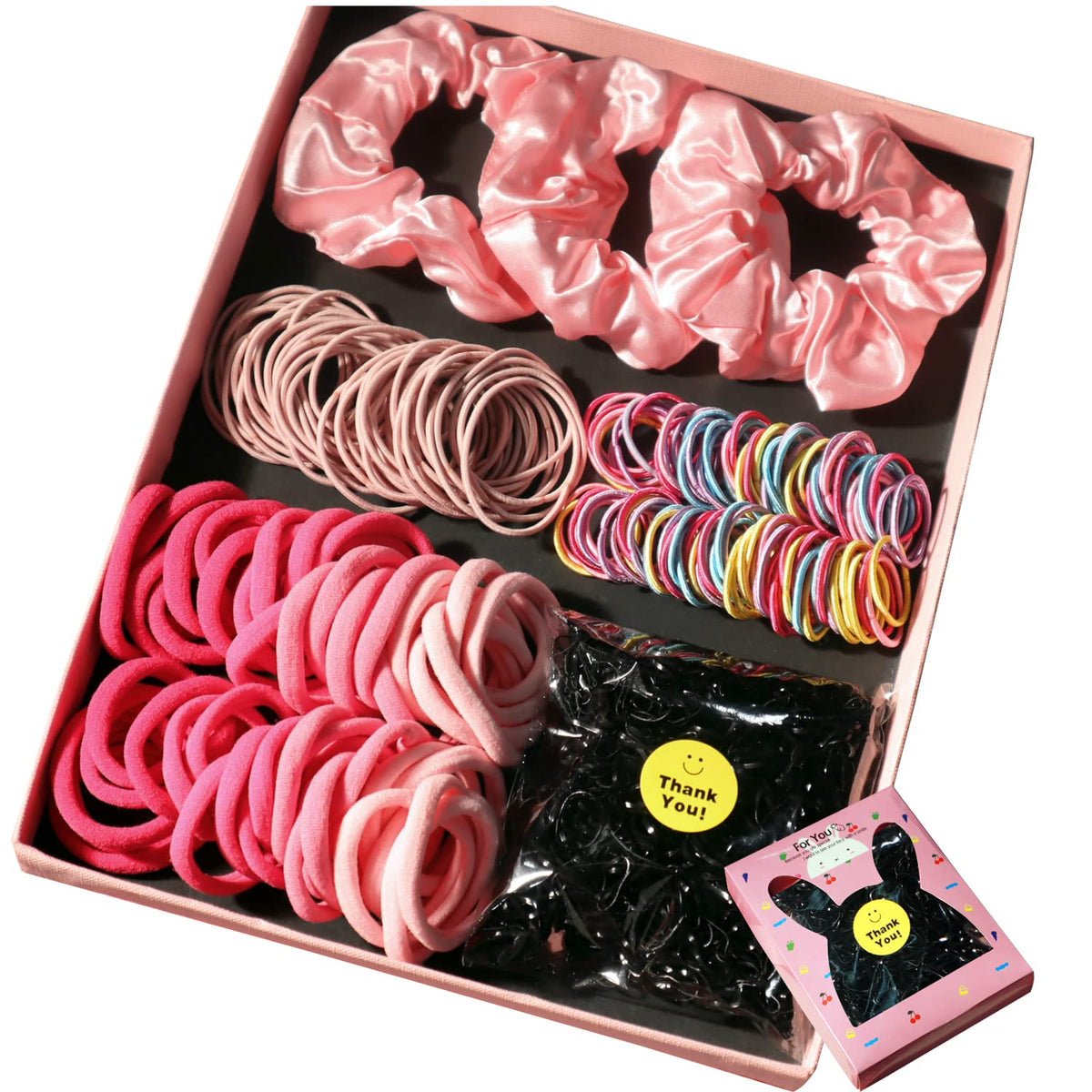 Guoxi Pink Hair Accessories Set - 1203Pcs Soft Elastic Hair Scrunchies & Ponytail Holders