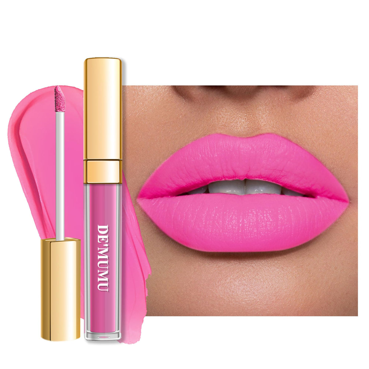 De'Mumu Superstay Hot Pink Matte Lipstick, 1Oz Smudgeproof, Long Lasting, Cruelty Free