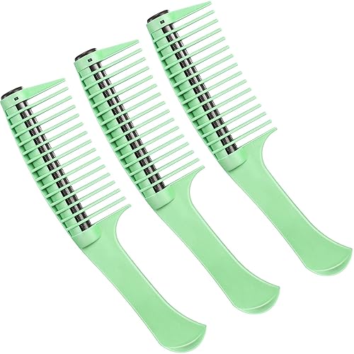 Leinuosen 3 Packs Detangling Hair Comb with Roller - Green, Anti-Splicing for Salon Use