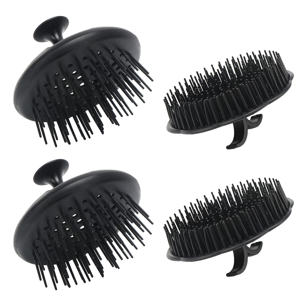 Segbeauty 4 Pcs Scalp Massage Brushes Set - Shampoo Brush for Hair Growth & Pet Grooming, Black