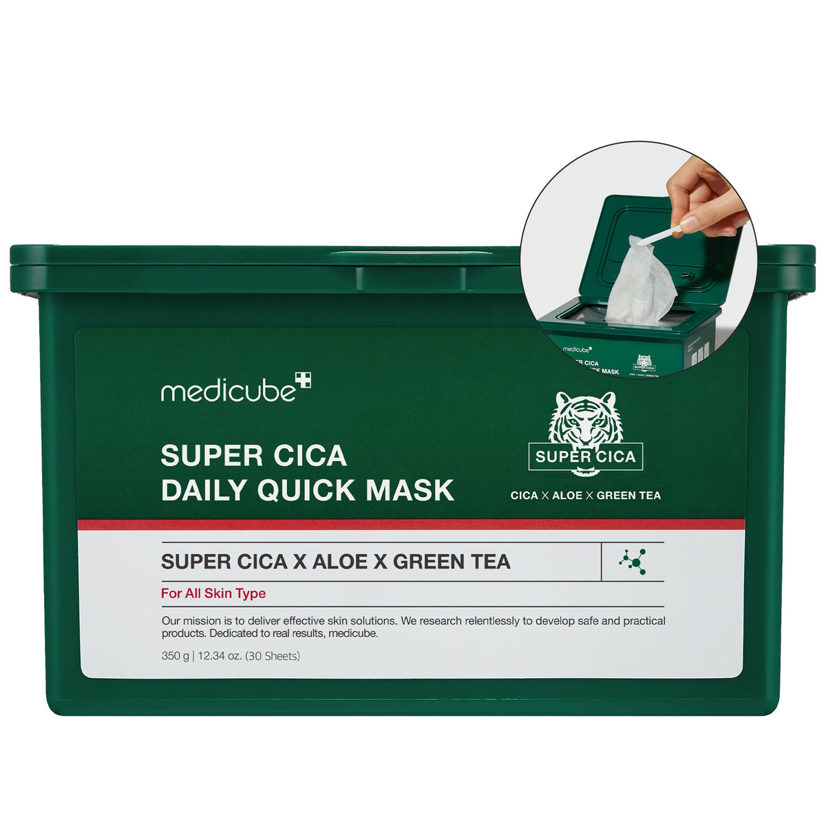 Medicube Super Cica Daily Facial Masks - 30 Sheets, 88% Cica, Vegan, Soothing & Hydrating