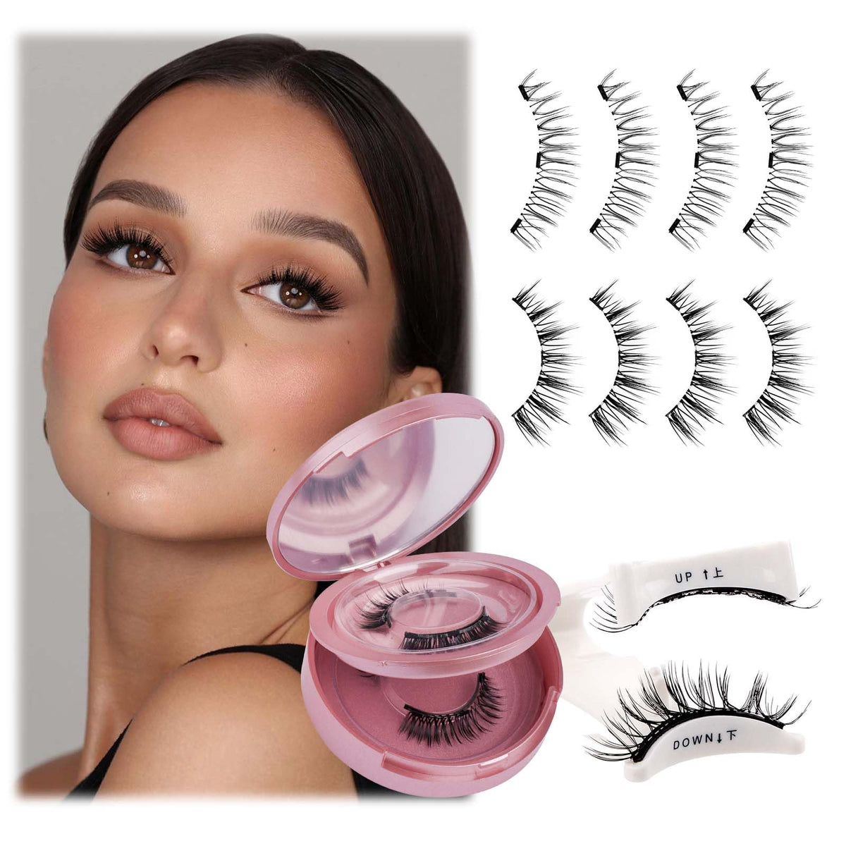 Fadlash Magnetic Eyelashes Kit - 2 Pairs Fluffy Reusable Lashes, No Glue, Easy Apply