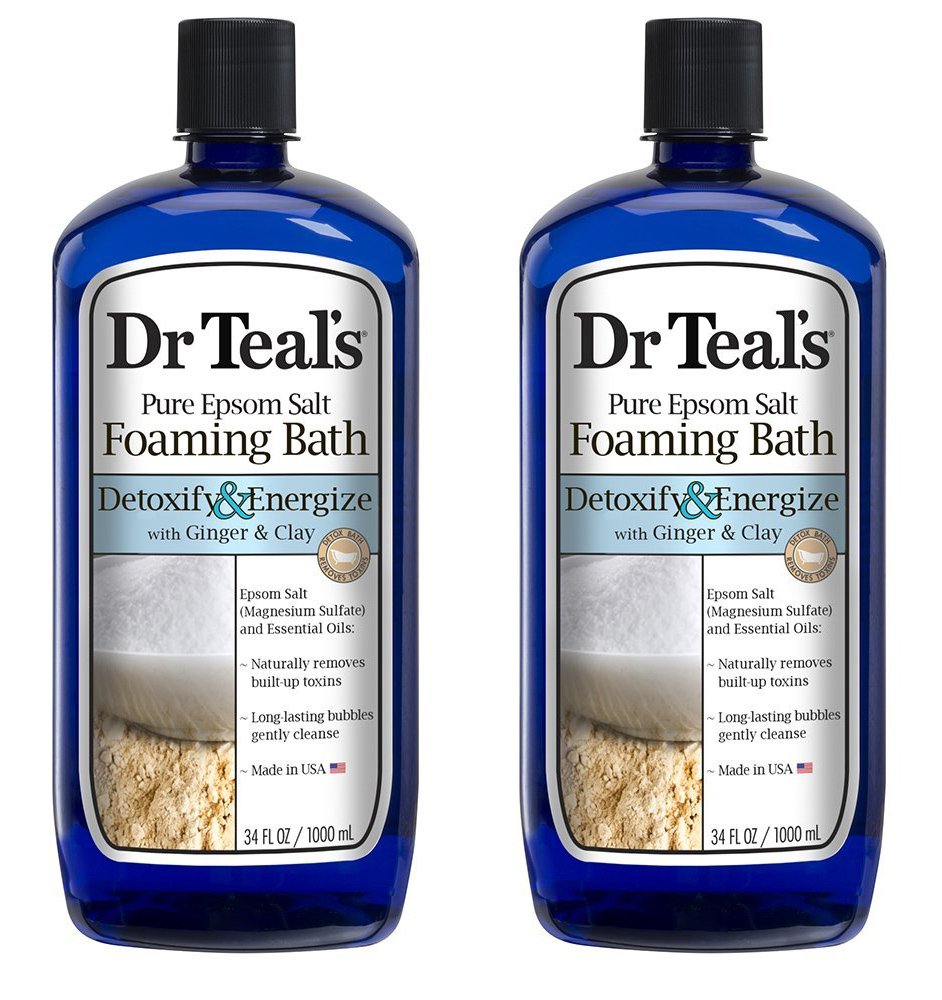 Dr. Teal'S Ginger & Clay Foaming Bath Set - 2 Pack, Detoxify & Energize With Epsom Salt