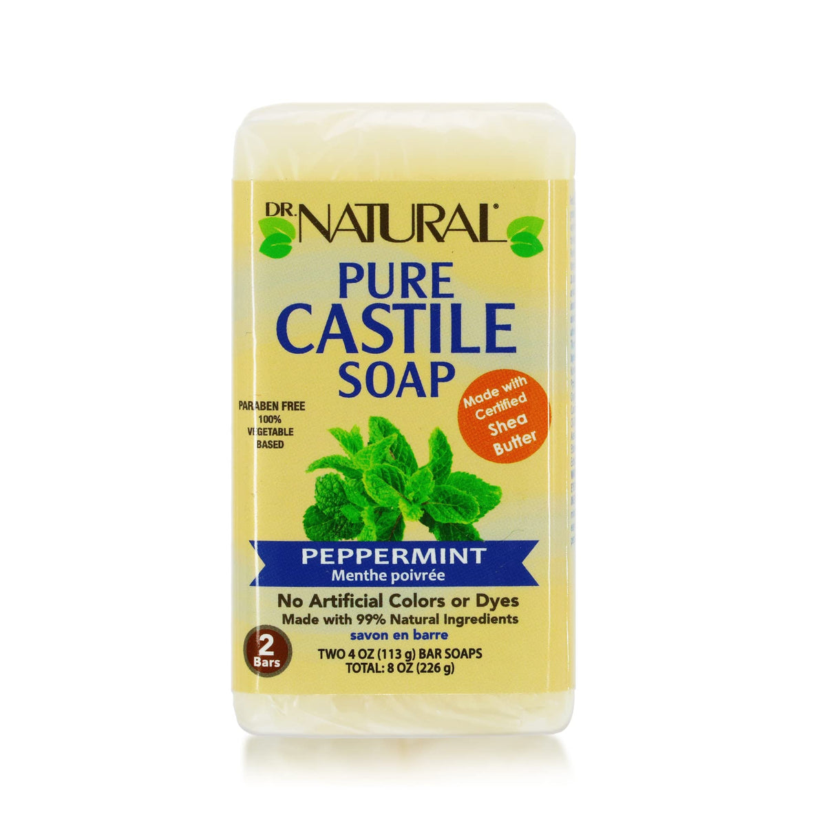 Dr Natural  Cstle Bar Soap Pprmnt 2pk  EA of 18 OZ 1x8 OZ