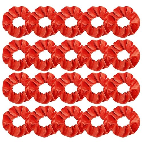 Didder 20 Pcs Velvet Hair Scrunchies - Orange Soft Elastic Hair Ties for Women & Girls