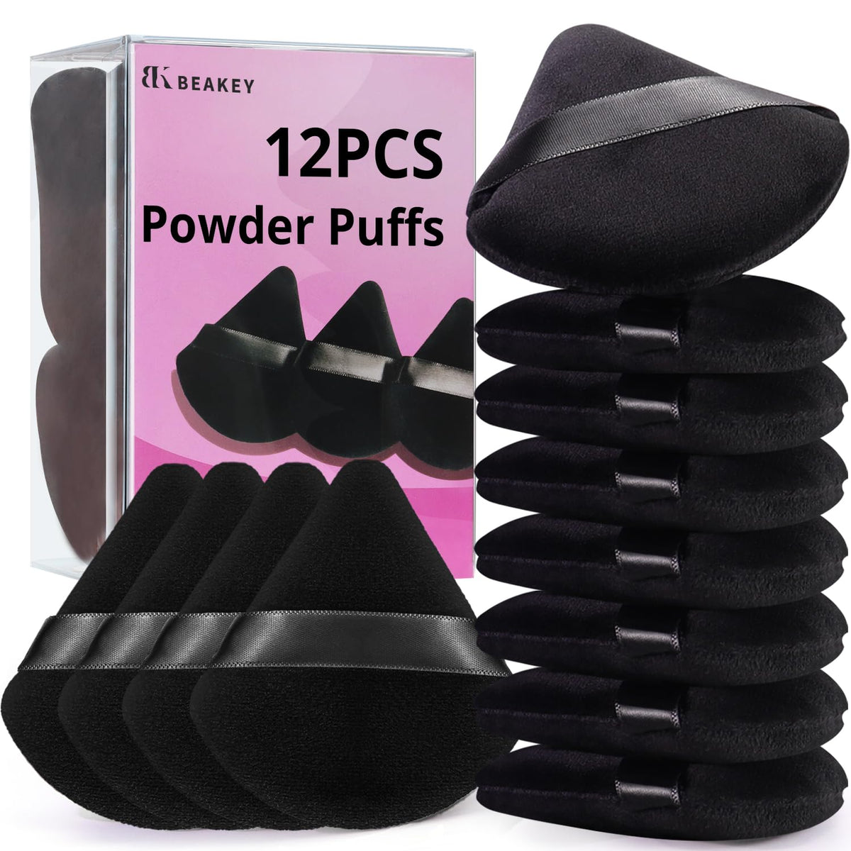 Beakey 12Pcs Triangle Powder Puffs For Face Makeup – Soft Sponge For Contouring & Foundation