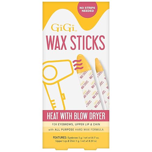 Gigi Blow Dry Wax Sticks For Face & Brows - All Purpose Hard Wax Formula, 2-Stick Pack