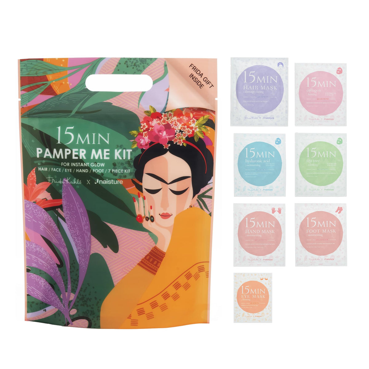 Naisture Frida Kahlo Spa Kit - Korean Skincare Set With Hair, Hand, Foot, Eye & Face Masks