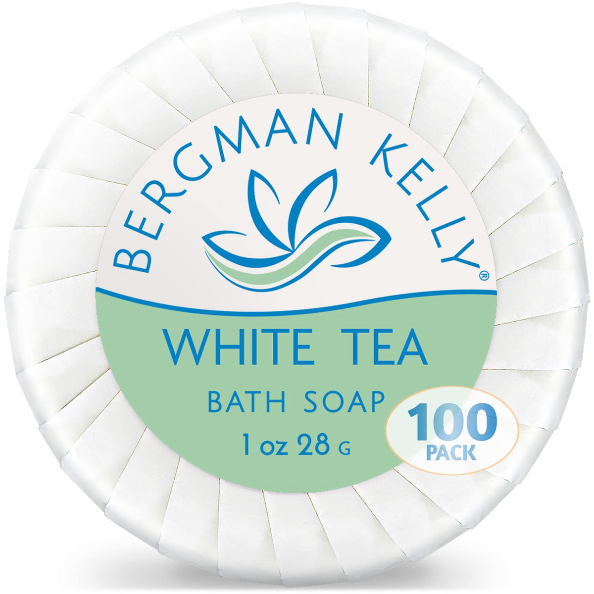 Bergman Kelly Hotel Soap Bars - White Tea, 1 Oz, 100 Pack - Luxury Travel Size Amenities