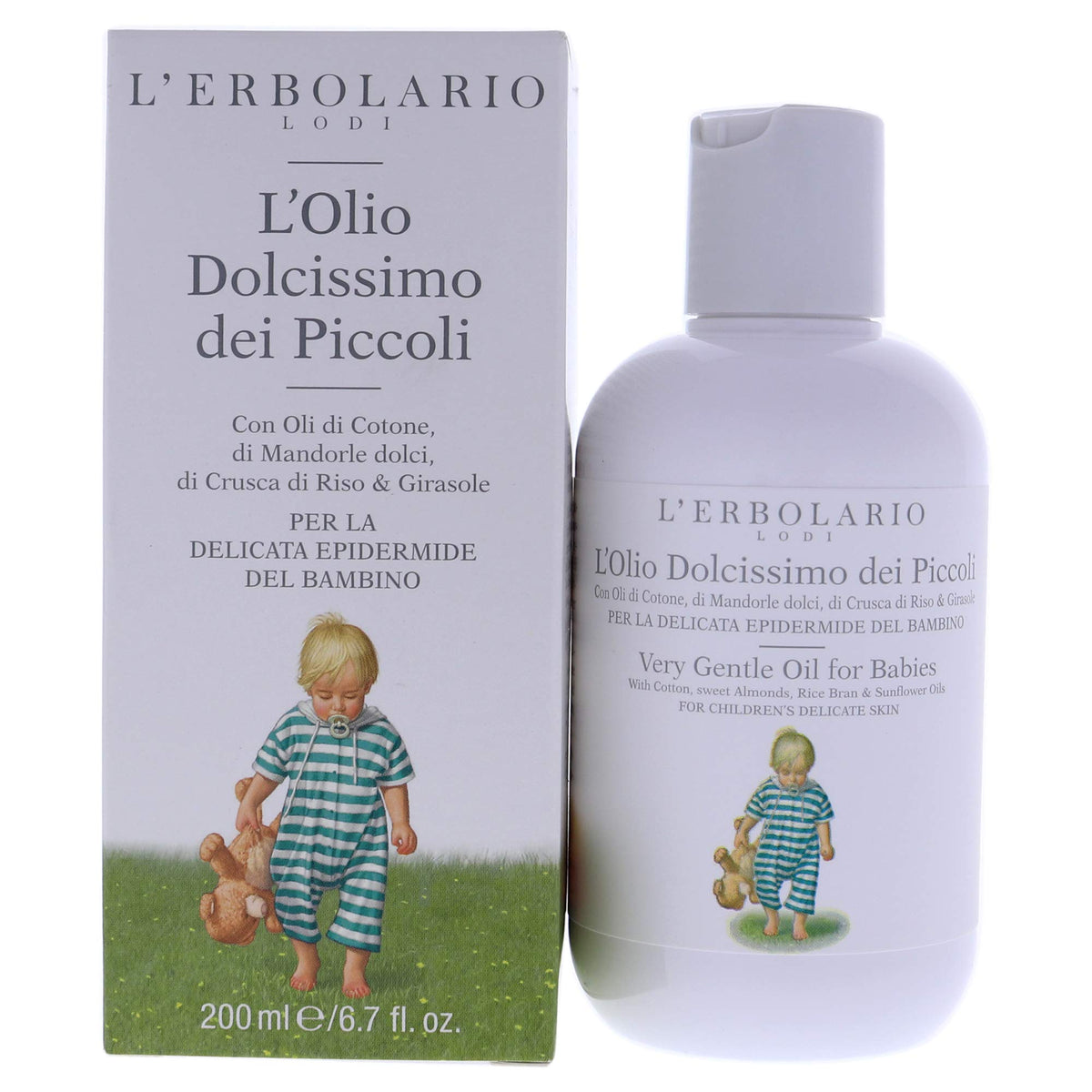 L'Erbolario Very Gentle Baby Oil - Soothing, Cleansing & Moisturizing - 6.7 Oz