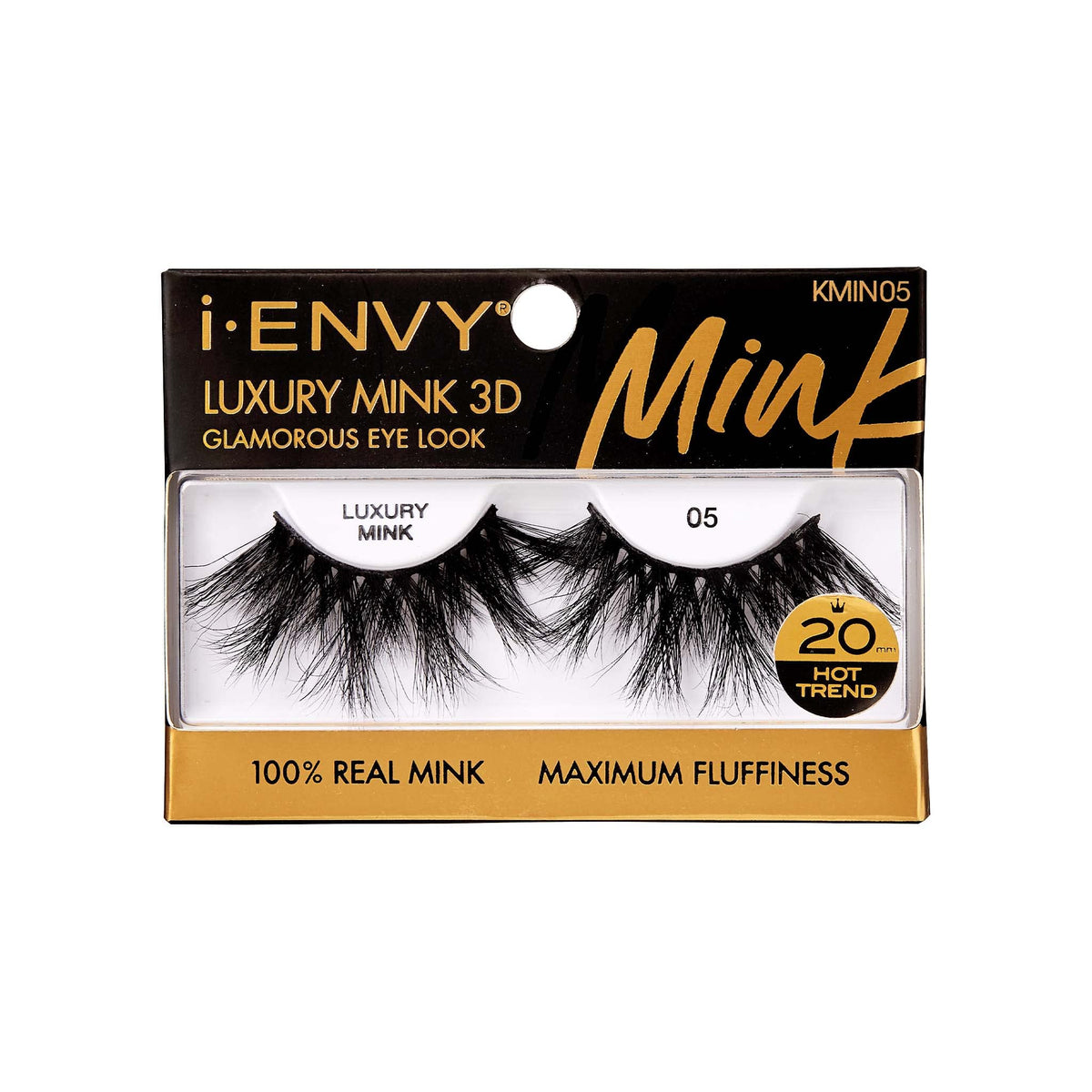 I-Envy Luxury Mink 3D False Eyelashes - 100% Real Mink, Glamorous, Maximum Fluffiness,