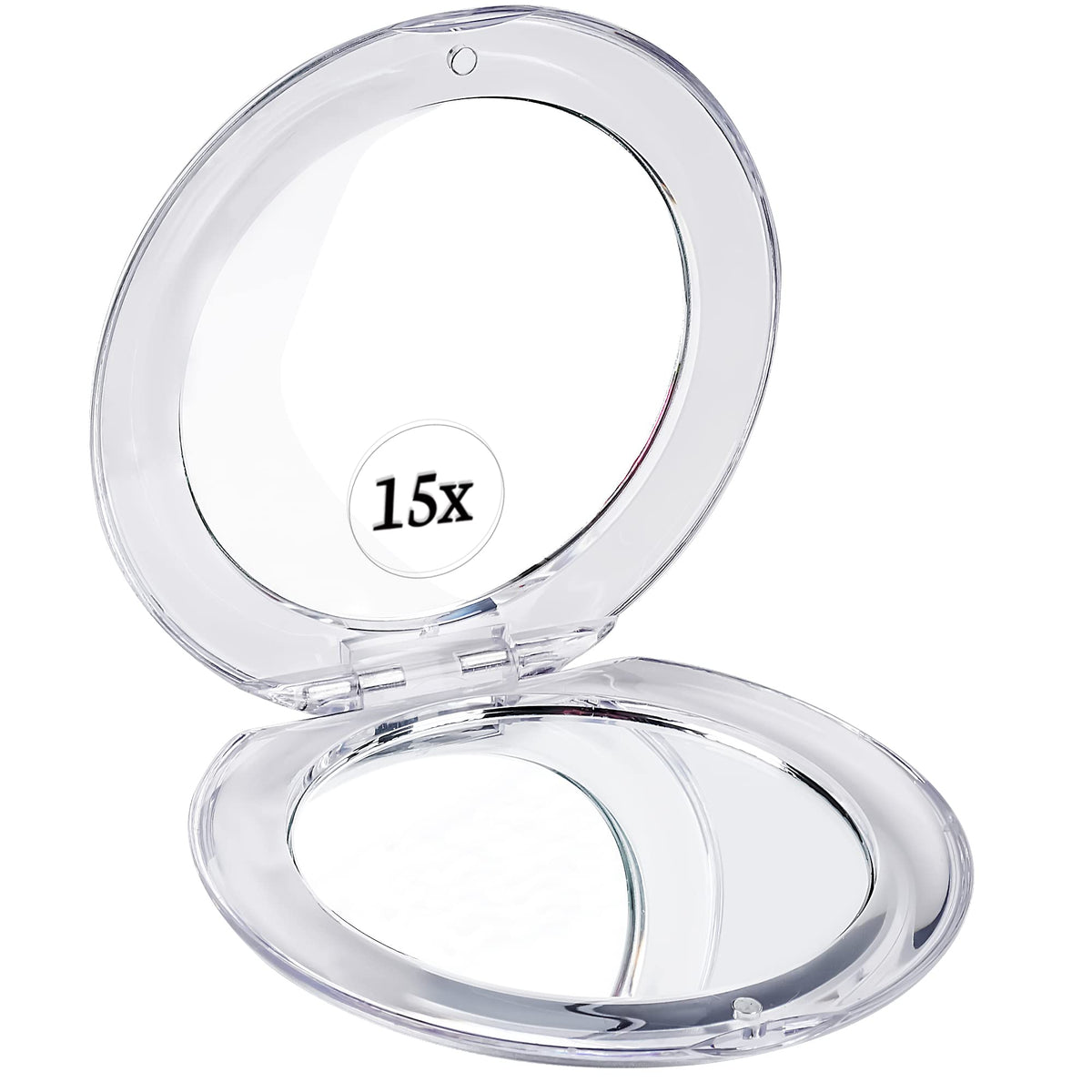 Mirrorvana 15X Magnifying Handheld Travel Mirror - Compact, Foldable, Lightweight, 3.3&quot; Diameter