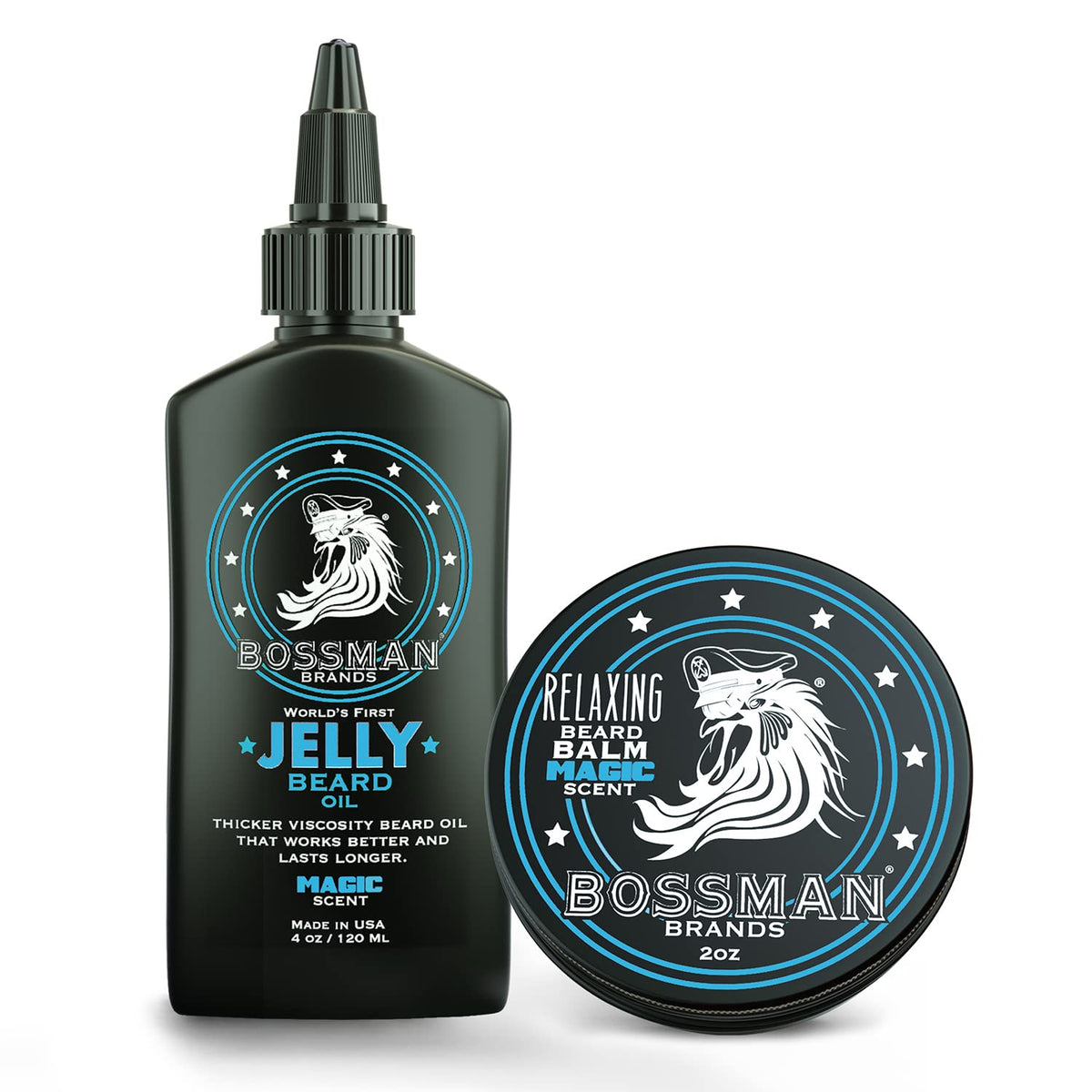 Bossman Beard Oil Jelly & Balm Combo - Magic Scent, 4 Fl Oz (Pack Of 2)