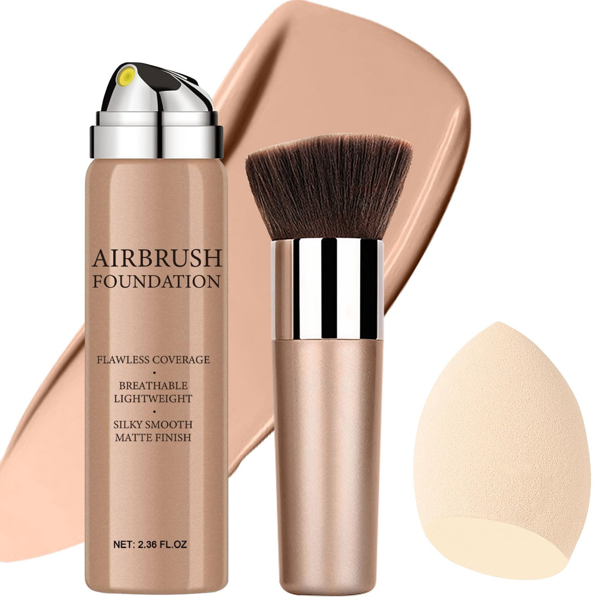 Topcent Airbrush Foundation Makeup Spray - Waterproof, Full Coverage, Natural Matte, 2.36Oz