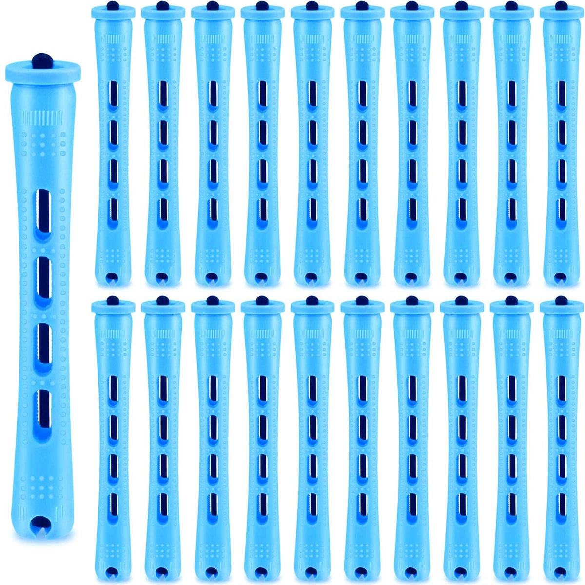 WILLBOND 60 Pieces Blue Perm Rods for Long Hair - Plastic Curling Rollers & Hair Styling Tools