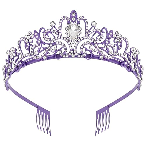 Didder Purple Tiara Crown Headband for Women & Girls - Bridal, Prom, Birthday, Halloween Costume