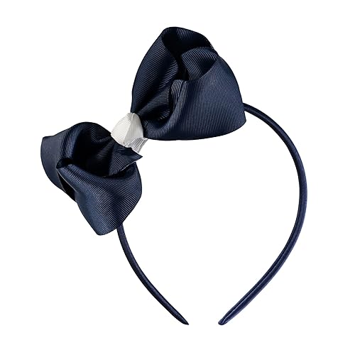 French Toast Navy/White Two Tone Bow Headband For Little Girls, 1 Count