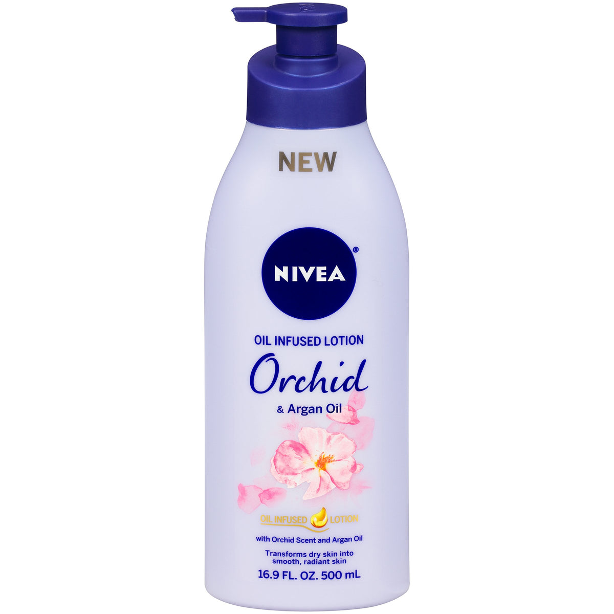 Nivea Orchid & Argan Oil Body Lotion - 24Hr Moisture For Dry Skin, 16.9 Fl Oz Pump