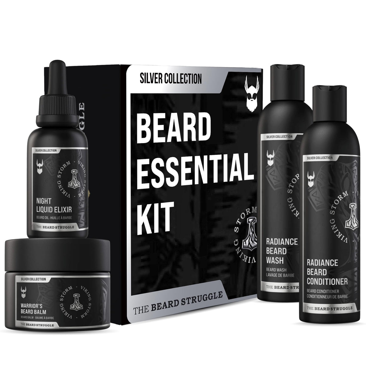 The Beard Struggle Beard Growth Kit - Balm, Oil, Wash & Conditioner - Viking Storm - 4 Pack