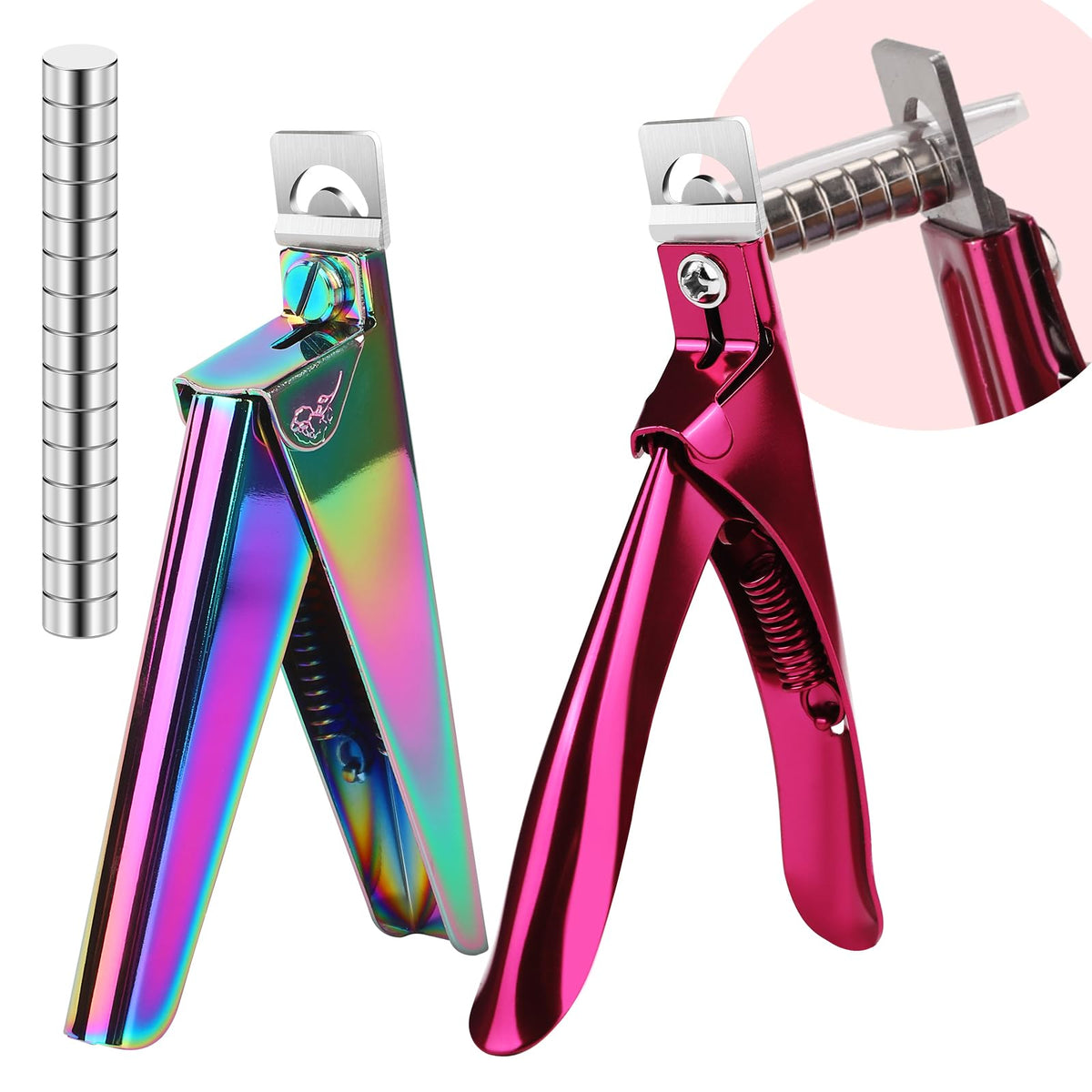 Best Choice Magnets 2Pack Stainless Steel False Nail Clippers With Magnets For Acrylic Nails