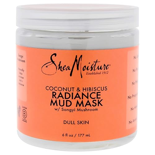 Sheamoisture Coconut & Hibiscus Radiance Mud Mask, 6 Fl Oz For Dull Skin, Unisex