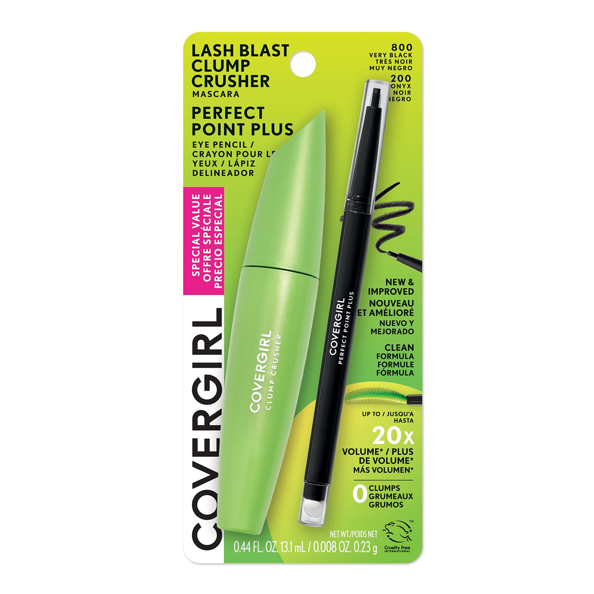 Covergirl Lash Blast Clump Crusher Mascara & Perfect Point Eyeliner, Very Black & Black Onyx