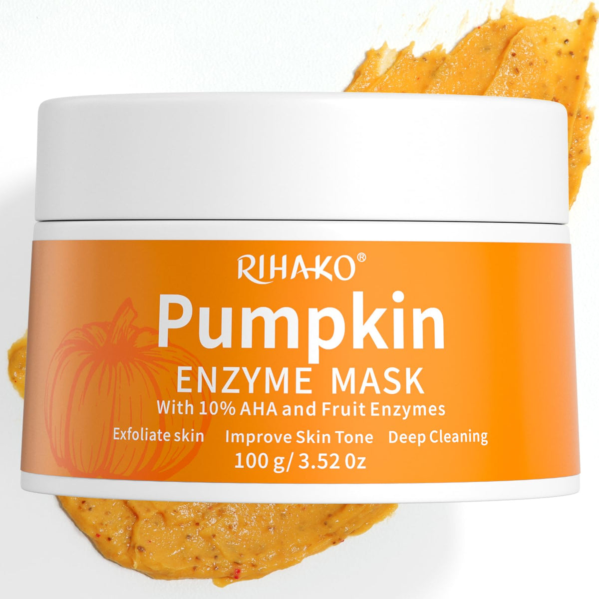 Rihako Pumpkin Enzyme Face Mask - Brightening Exfoliating Treatment For Dull Skin & Dark Spots