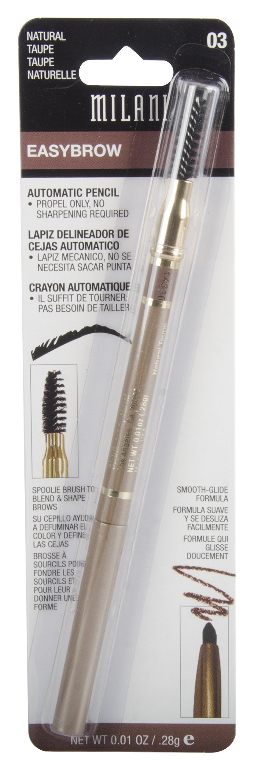 Milani Easy Brow Automatic Pencil - Natural Taupe, 0.01 Oz, Perfect For Effortless Brows