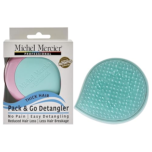 Michel Mercier Detangler Brush - Mini Scalp Massager for Thick Hair - Turquoise-Pink