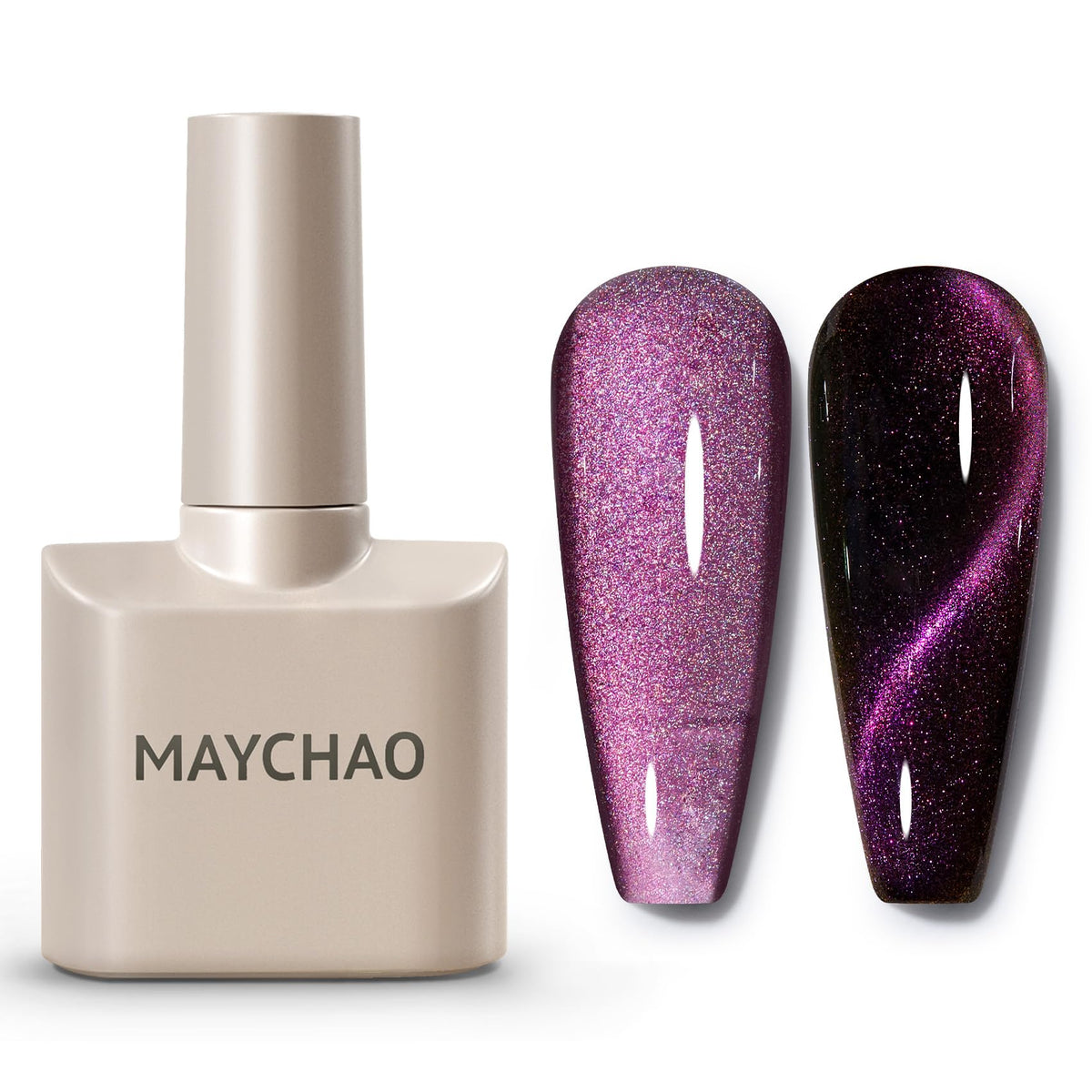 Maychao 15Ml Cat Eye Gel Nail Polish - Holographic Magnetic Rainbow Purple Pink, 0.5 Oz