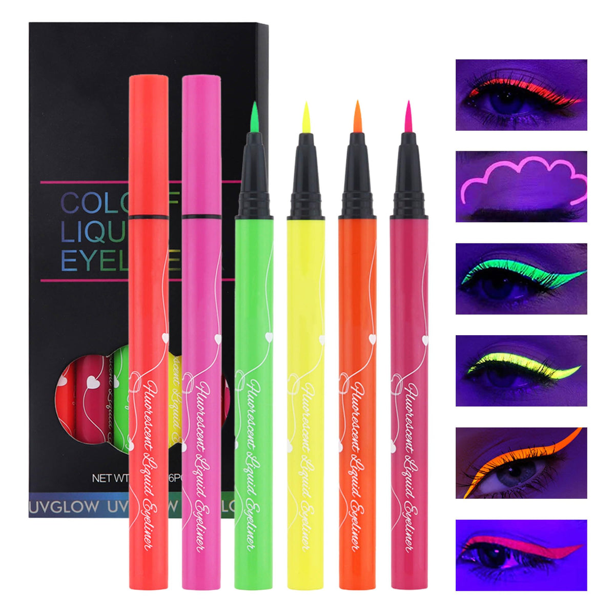 Lestpola Liquid Colored Eyeliner Set - 6 Matte Waterproof Eye Liner Pencils For Halloween Party